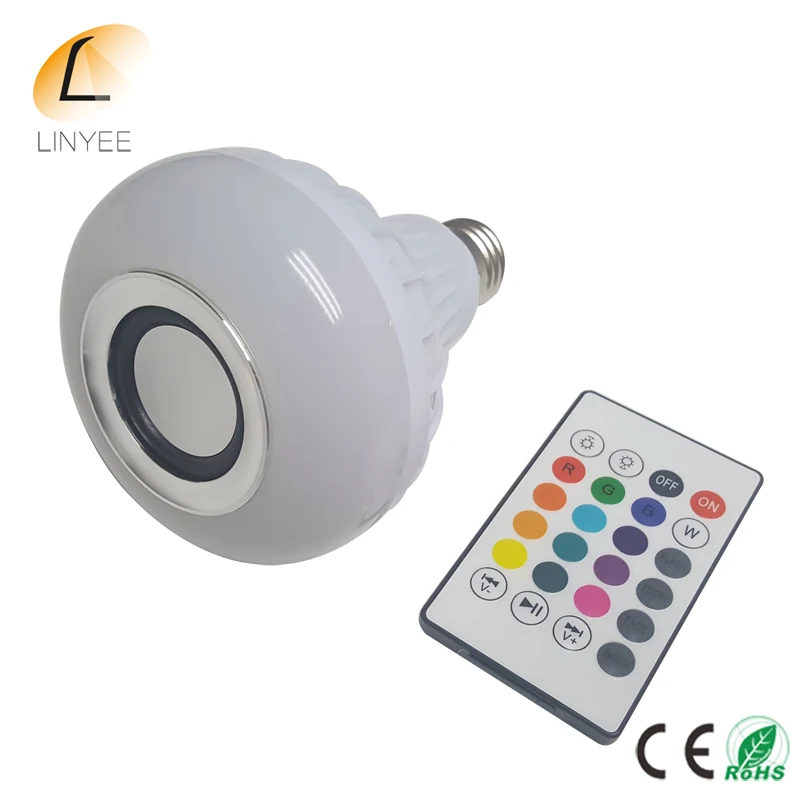 

E27 12W Smart RGB Wireless Bluetooth Sing Bulb Music Playing Speaker LED Bulb Light with 24 Keys Remote Control free shipping