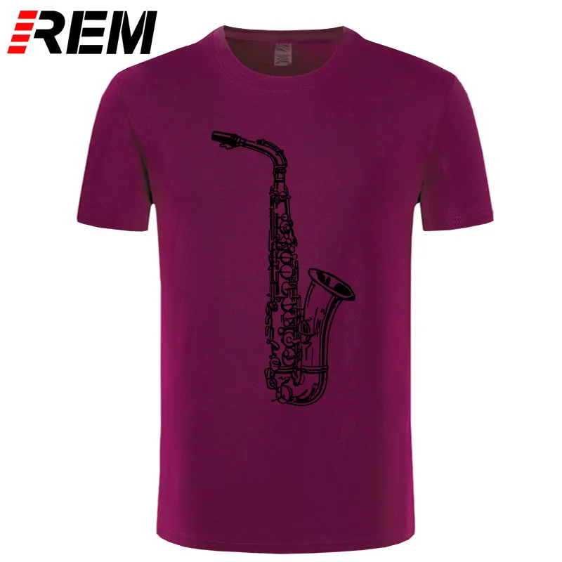 REM новинка футболка мужская короткий рукав Золотая Футболка с изображением саксофона на заказ Джаз музыка мужская одежда размера плюс - Цвет: maroon black
