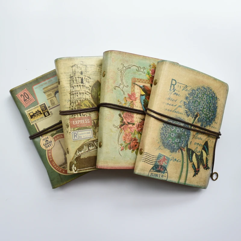 

MaoTu Retro Spiral Notebook Vintage Travel Journal Antique Diary Book Ring Binder Gift Notebook Blank Kraft Paper