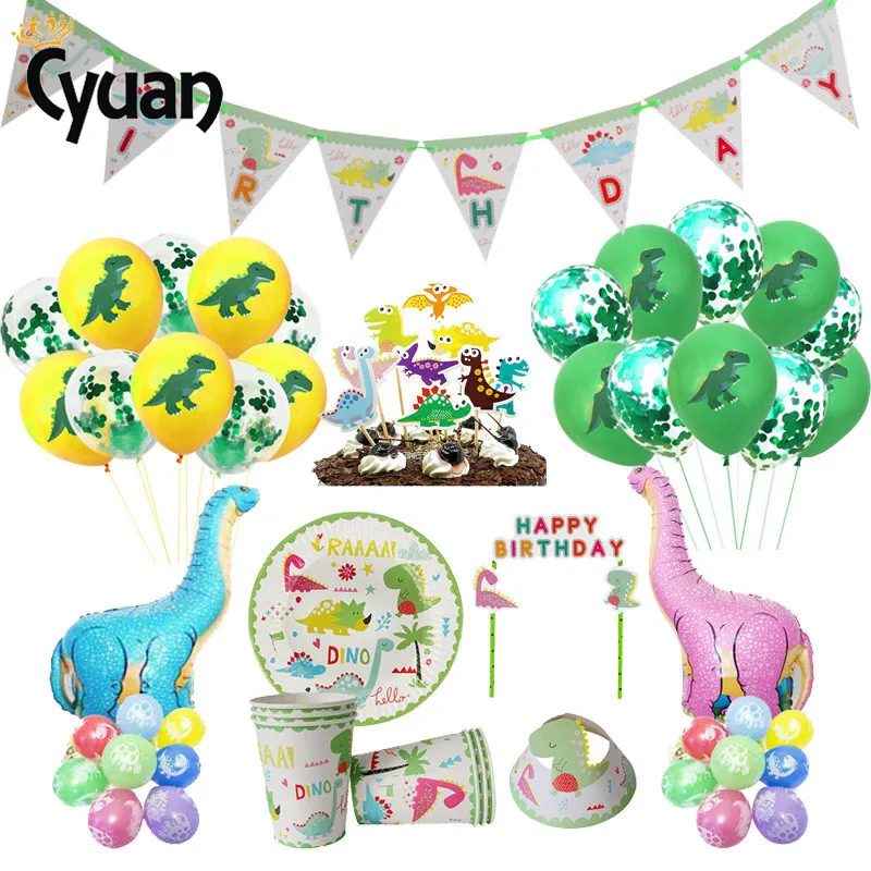 

Jungle Party Dinosaur Party Supplies Dinosaur Balloons Kids Boy Birthday Party Decoration Disposable Tableware Animal Party