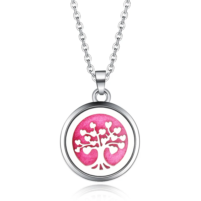 

Tree Of Love Stainless Steel Aroma Box Pendant Necklace Magnetic Aromatherapy Essential Oil Diffuser Perfume Box Locket Pendant