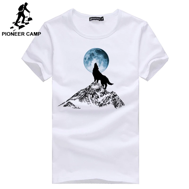 Pioneer Camp Fashion print wolf pattern casual men t-shirt young boy funny t shirts 100% cotton men clothing 305062 Pioneer Camp Fashion print wolf pattern casual men t-shirt young boy funny t shirts 100% cotton men clothing 305062
