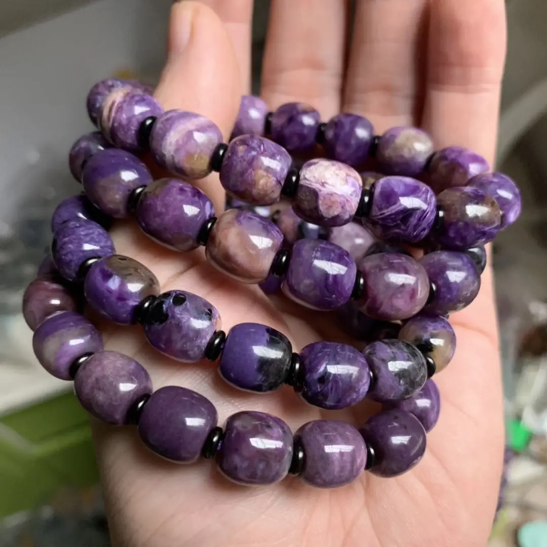 Naturale Charoite Perline Braccialetto Di Pietra Naturale Di Pietra Del Braccialetto Del Braccialetto Gioielli Fai Da Te Per La Donna Per Il Regalo!