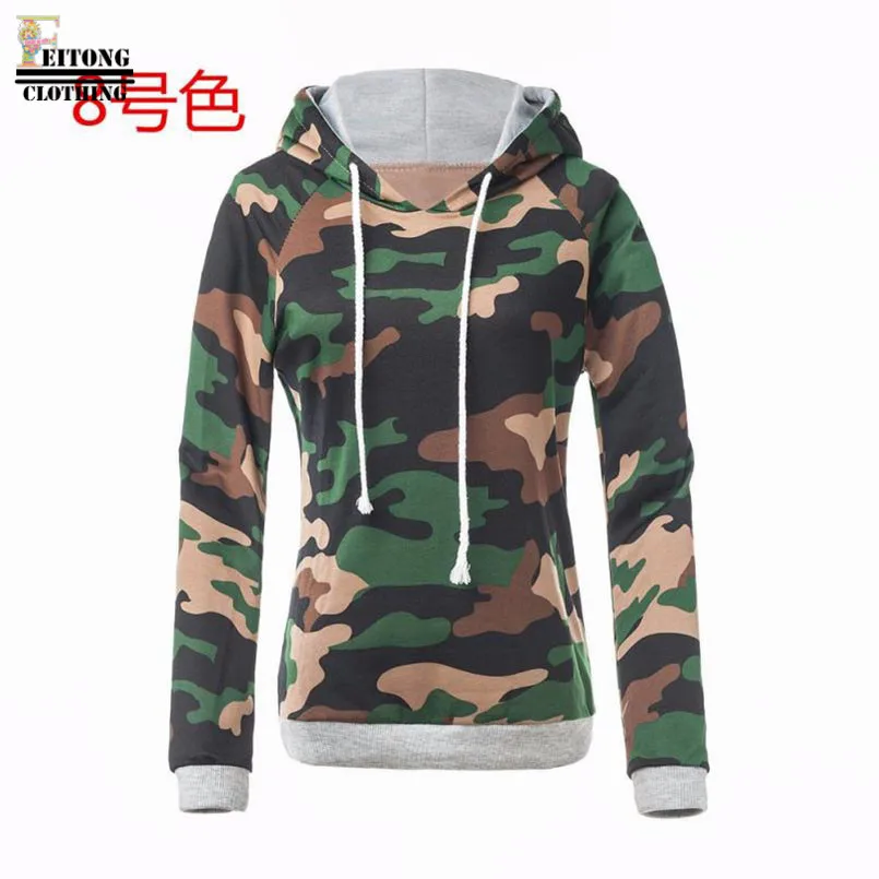 FEITONG Winter Women Ladies Hoodies New Fashion Camouflage