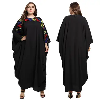 

Dubai Abaya Batwing Sleeve Kaftan Muslim Women Embroidery Oversized Dress Maxi Jilbab Farasha Robe Islamic Loose Long Gown Arab