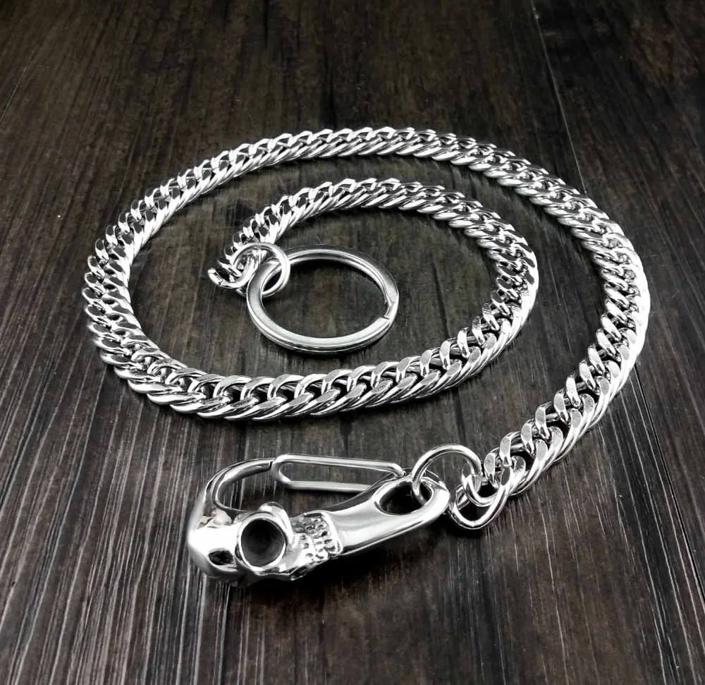 

Biker Rock Hip Hop Curb Link Wallet Chain Skull Buckle Clasp keychain