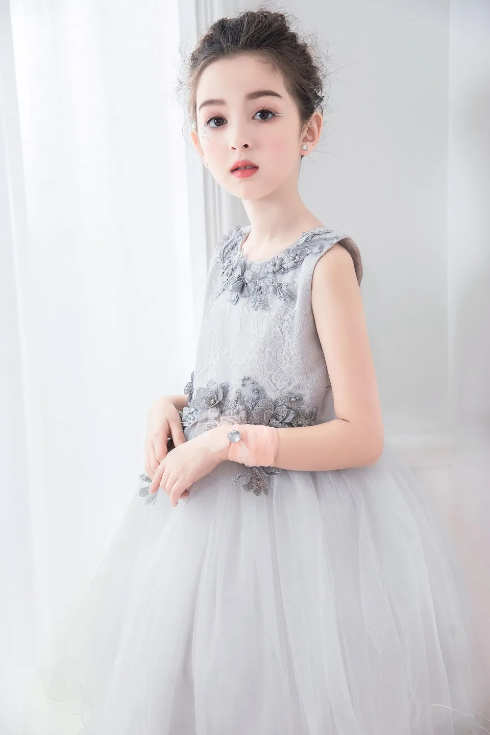 

Flowers tunics dress for teenager girls elegant princess dress Baby girl tulle dress for baptism birthday party