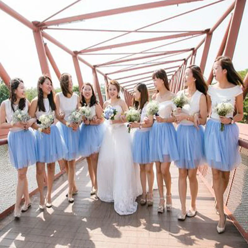 2016 Summer Style Mini Bridesmaid Skirts Cheap Above Knee Tulle Skirts
