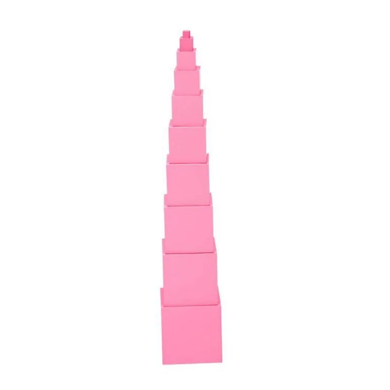  Montessori Educational Wooden Building Block Toys For Children Pink Tower Toy Baby Development Prac