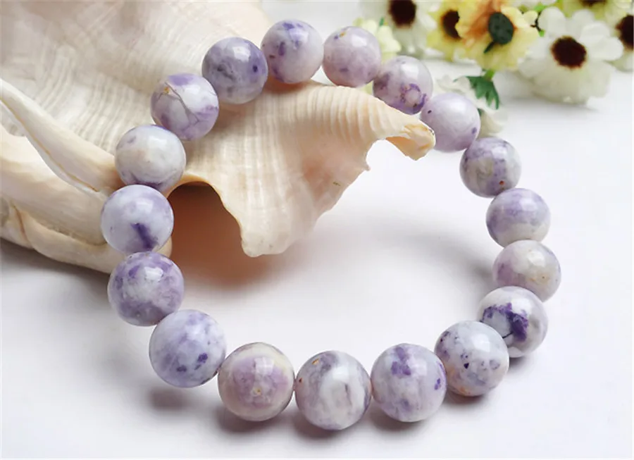 

11.5mm Genuine Purple Natural Opal Bracelets Women Female Lady Stretch Healing Crystal Round Bead Natural Stone Bracelet