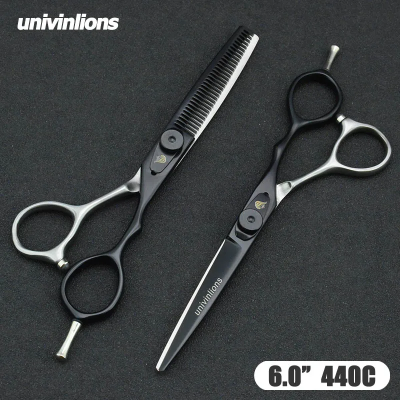 

5.5/6" black silver barber hair scissors hairdressing scissors 440C razor hairdresser scissor salon shears gift japan haircutter