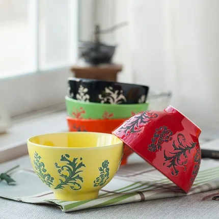 5 шт. набор мисок Керамика милые чаши Цзиндэчжэнь японский глазурь окрашены керамические чаши просо рис Porringer с подарочной коробке
