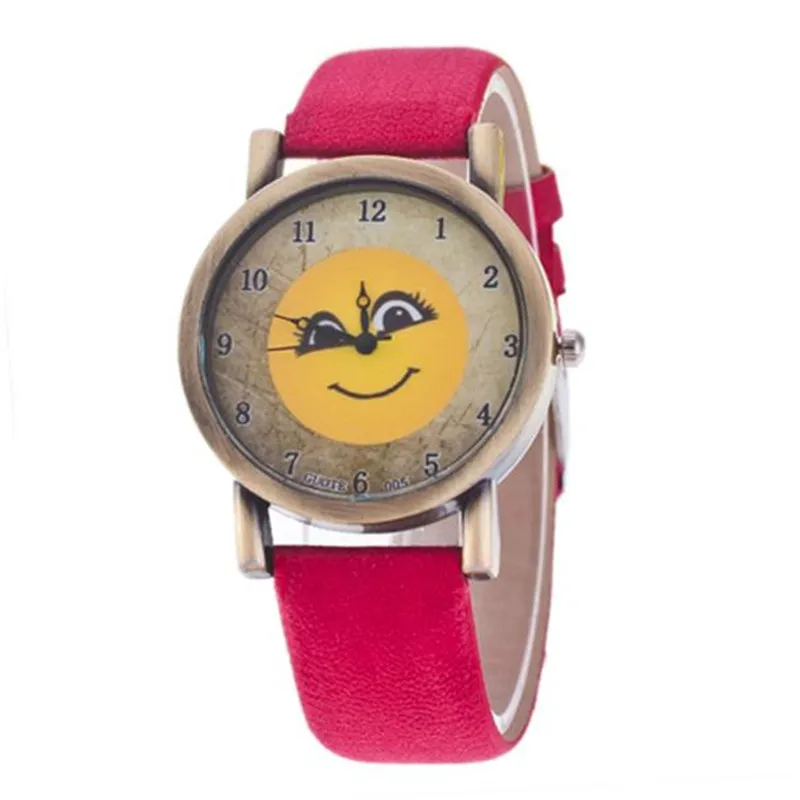 

2017 New Arrival Waches Expression Smile Pattern Leather Band Analog Quartz Vogue Quartz Wrist Watch Promotions Dorp Shipping