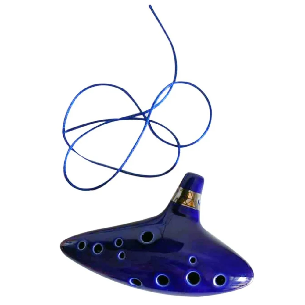 12 отверстий керамическая окарина флейта альт музыкальный инструмент с музыкальным счетом для начинающих Синий окарина