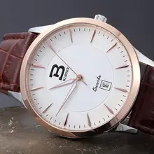 Швейцарские наручные часы BINGER деловые спортивные мужские часы кварцевые с сапфировым стеклом кожаный ремешок Водонепроницаемость BG-0392 люксовый бренд