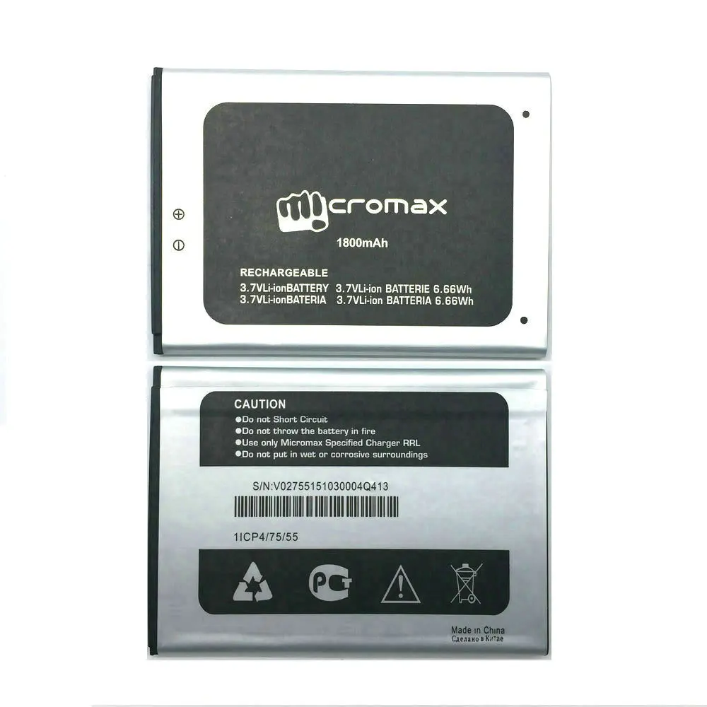 Аккумулятор Q413 100% мАч для телефона Micromax + трек-код 1 шт. 1800 Новый | Мобильные
