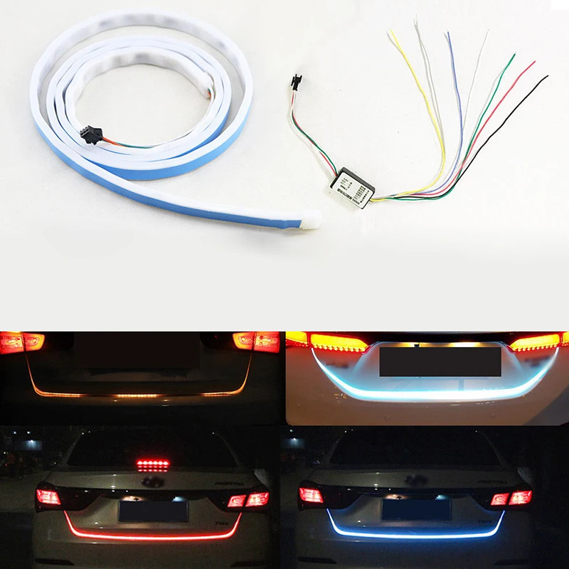 

4 Color LED Car Tail Trunk Tailgate Strip Light Brake 120cm Driving Signal trunk light car led lights strip Car accessories