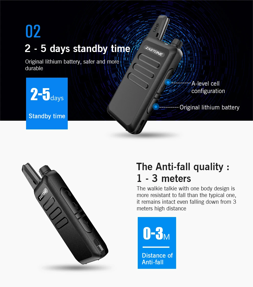 2 шт. Zastone Портативный Walkie Talkie X6 UHF 400-470 MHz черный Цвет портативный трансивер Cb радио мини-радио Walkie Talkie