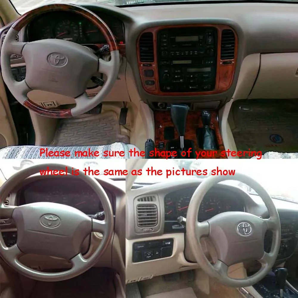 Чехол на руль из черной кожи для Toyota Land Cruiser FJ100 1998 2002 4700 Lexus LX470 LX450 LS400|Чехлы руль| |