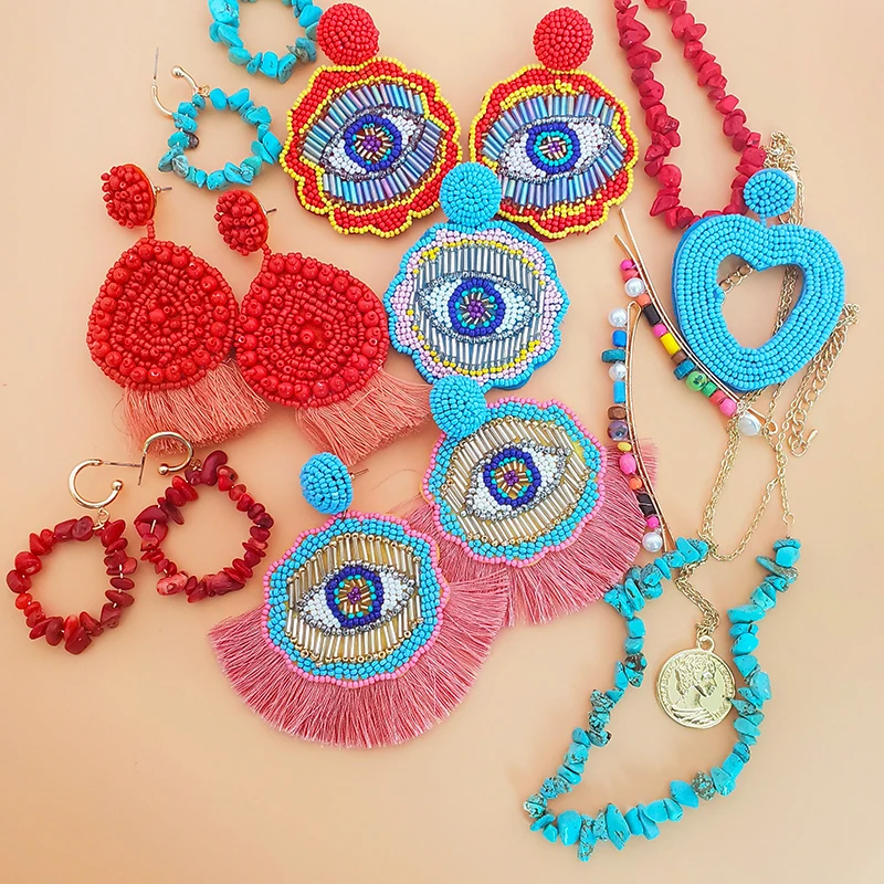 

JUJIA za Vintage Drop Earrings For Women 2019 Fashion hand made beads Statement Earrings Luxury Party Jewelry