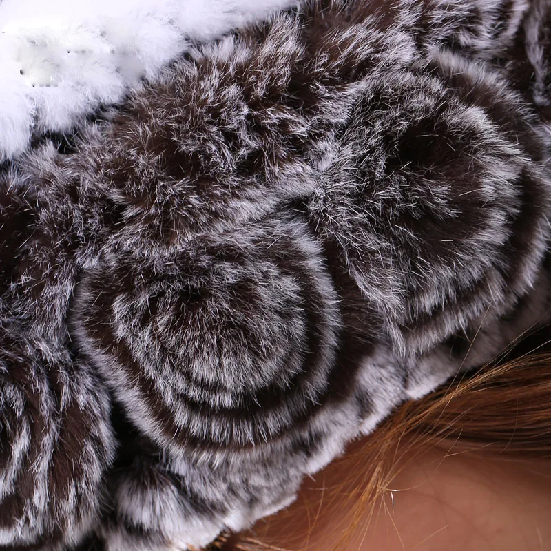 Harppihop меховая шапка с натуральным кроличьим мехом с натуральным лисьим мехом шапочки в полоску шапка 2017 зимняя теплая натуральная Рекс