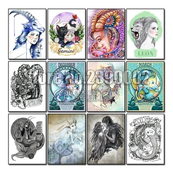

Cartoon Full Needlework Zodiac art Diamond Embroidery 5D DIY Diamond Painting Cross Stitch Square Rhinestone Fashion Decoration