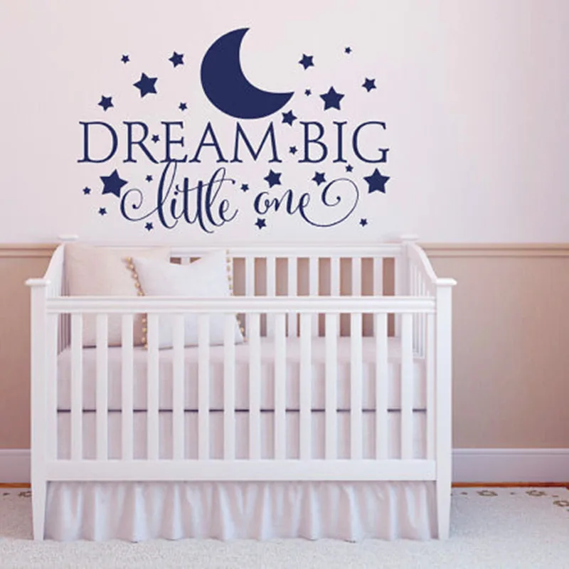 Dream Big Little One Quotes Wall Decal, Nursery Wall Sticker Baby