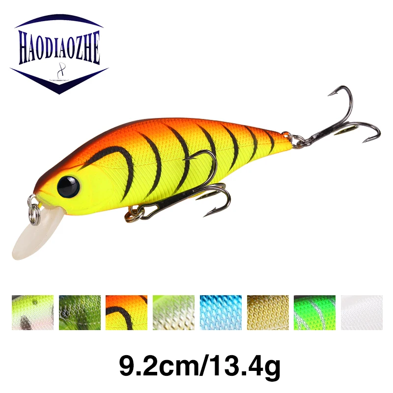 HAODIAOZHE أسماك الطعوم الثابت إيسكا الصيد إغراء غرق Crankbait 3D عيون Wobblers 9.5 سنتيمتر الطبيعي 13.4g الصيد إغراء Pesca YU162