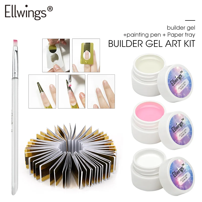 Ellwings Nail Glue for Finger Nail Extension Pink White Clear UV