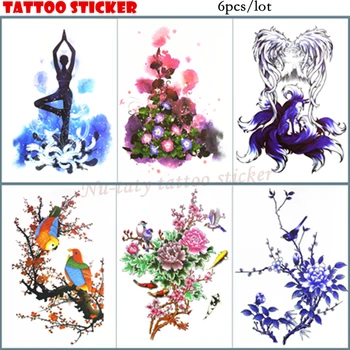 

Nu-TATY Yellow pheasant bamboo Temporary Tattoo Body Art Flash Tattoo Stickers 21*15cm Waterproof Tatoo Home Decor