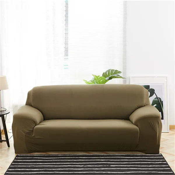 Спандекс современный цельно Цвет эластичный полиэфирный чехол для дивана угловой диван кушетка чехол стоматологическое кресло крышка протектор Гостиная 1/2/3/4 местный - Цвет: Grey Green