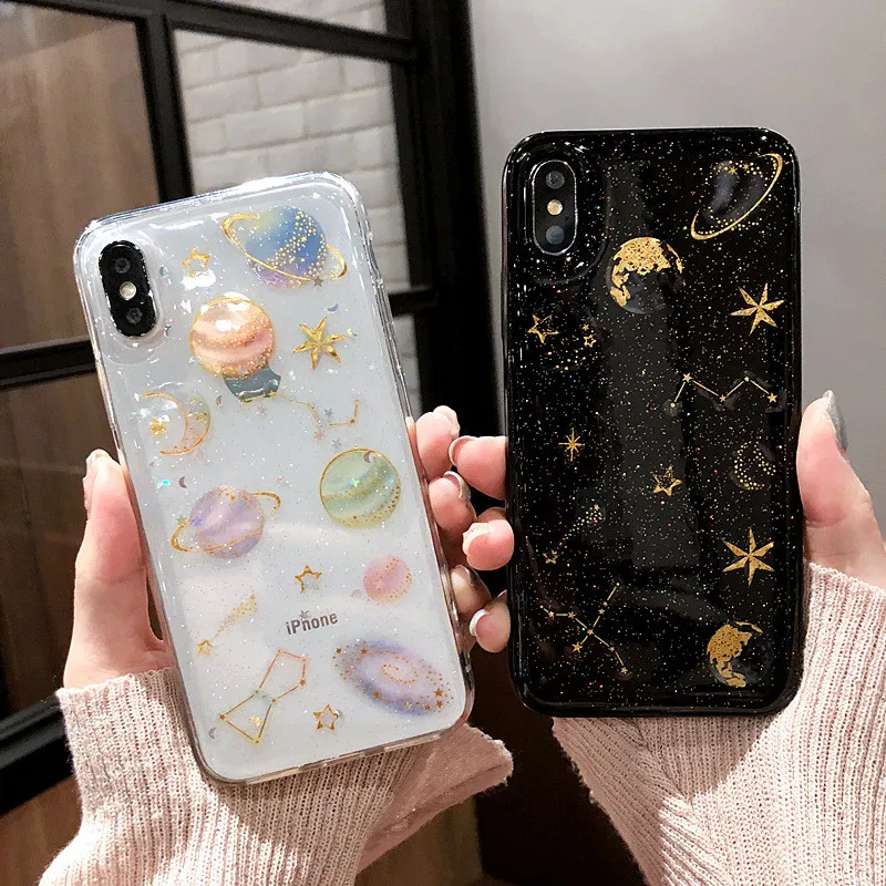 Звездный эпоксидный чехол для телефона iPhone XS XR Max X 5 5S 6 S 7 8 Plus Planet прозрачный ТПУ |