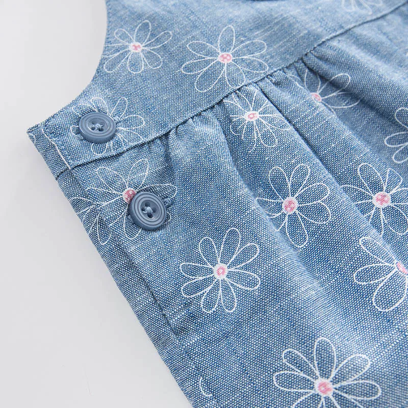 DB7355 dave bella весенние модные джинсовые комбинезоны для маленьких девочек детская одежда для малышей милый комбинезон для малышей