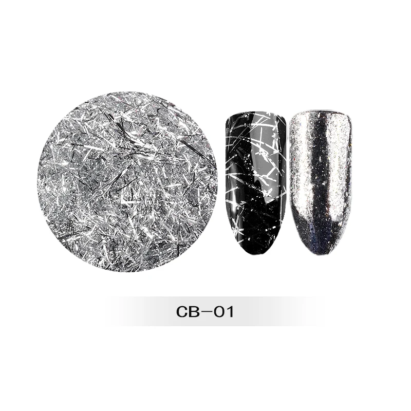 Дизайн ногтей Блеск алюминиевые хлопья зеркальный эффект порошки для ногтей неровные блестки хром пигмент ногтей Vtirka украшения - Цвет: CB01