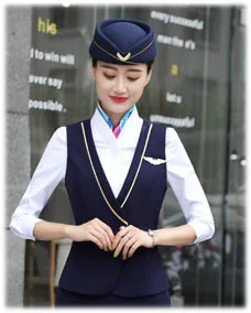 dark blue waistcoat IZICFLY Стиль стюардесса короткое пальто в формальном стиле дамский костюм стюард жилет бизнес с юбкой и униформа брюки набор большой размер - Цвет: dark blue waistcoat