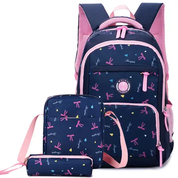 PUIMENTIUA 3PCS/Set Waterproof Children School Bags for Girls Princess School Backpacks Kids Printing Schoolbag mochila Infantil