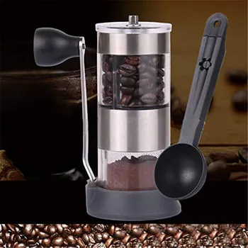 

Mini Manual Hand-Crank Coffee Bean Spice Hand Grinder Mill with Spoon Kitchen Tool HY99 AP11