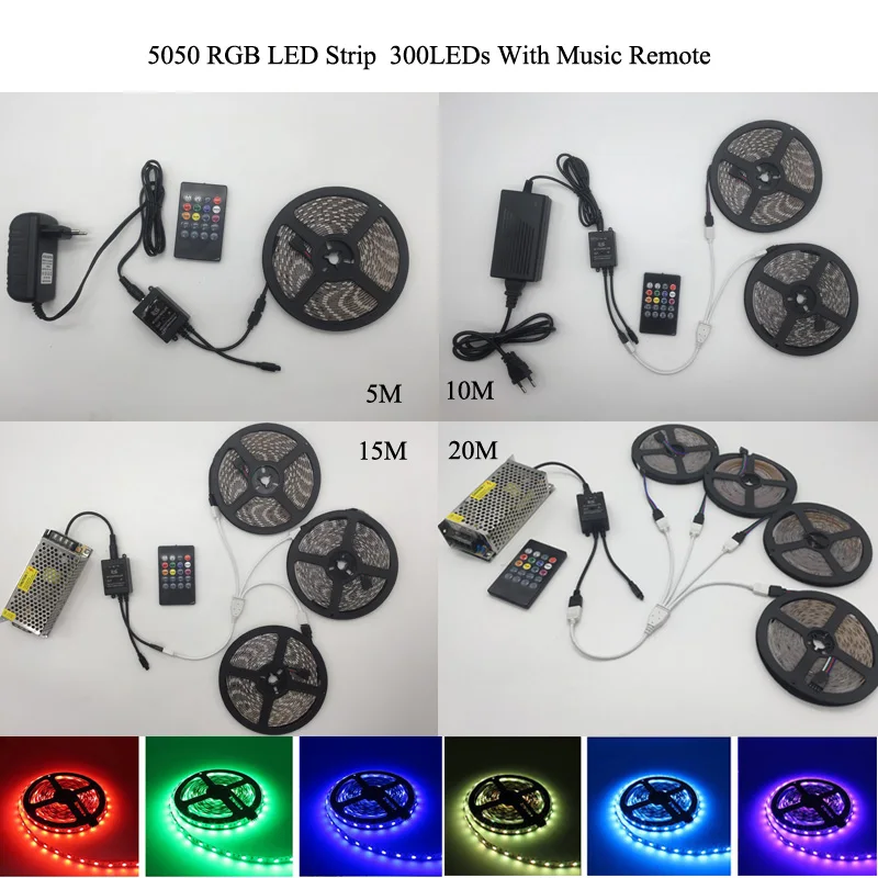 5 м 10 15 20 М 5050 2835 RGB Светодиодная лента для синхронизации музыки праздничного дня