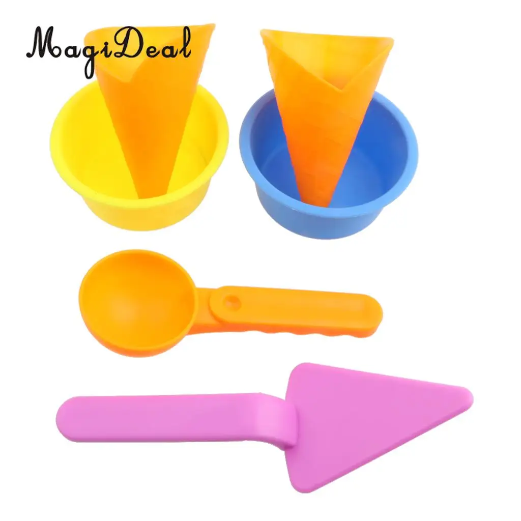 

MagiDeal Set of 6 Plastic Sand Molds Beach Ice Cream Cone Molds Sand Box Kids Toy