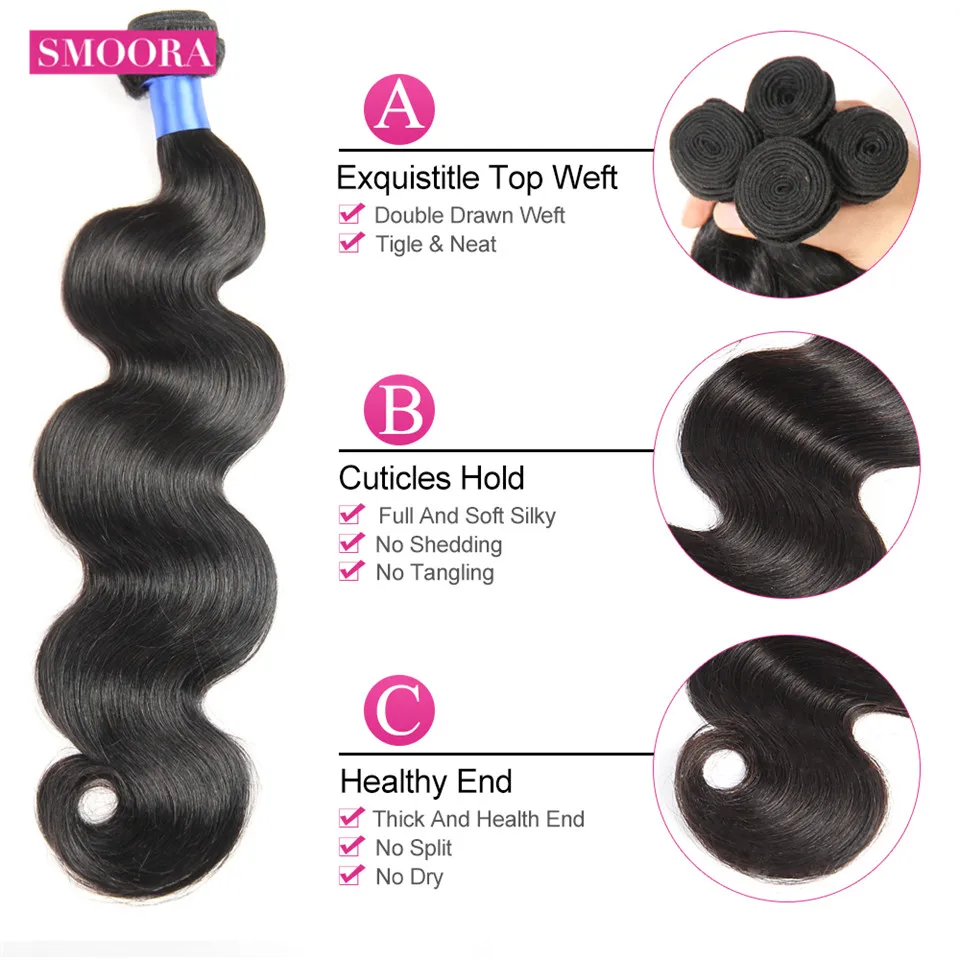 Brazilian 3 Bundles Body Wave with Lace Frontal Ear to Ear Free Part Closure with Baby Hair Human Bundle with Frontal Smoora Brazilian 3 Bundles Body Wave with Lace Frontal Ear to Ear Free Part Closure with Baby Hair Human Bundle with Frontal Smoora