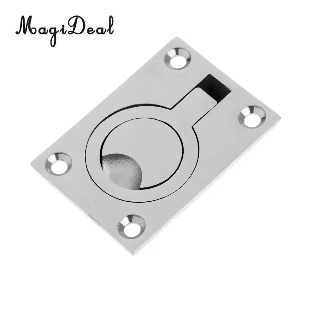 MagiDeal New Durable Stainless Steel Boat Hatch Latch Cabinet Flush Mount Ring Pull Handle 62x43mm Marine Surfing Hardware Acce