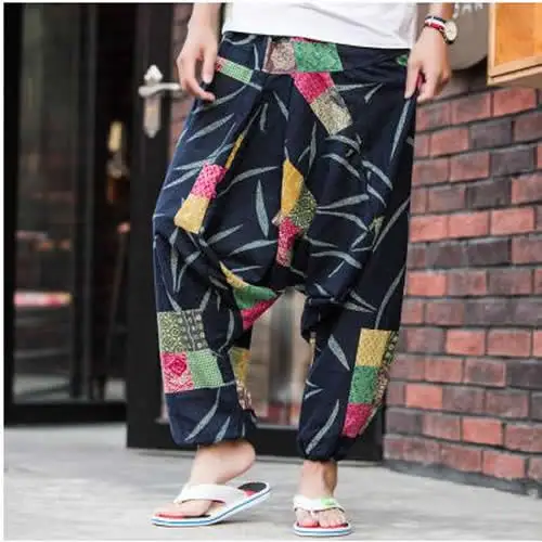 harem trousers Men Women Baggy Harem Pants Hip hop Joggers Causal Loose Trousers Aladdin Crotch Wide Leg Cotton Linen Pants Pantalones Hombre hippy pants Harem Pants