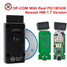 2018 mais novo OP-COM v1.7 para opel saab chip pic18f458 hw 1.7 opcom can-bus interface op com frete grátis