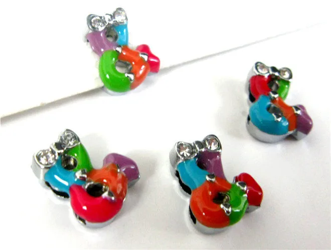 5PCS 8mm Alloy Rhinestone Bowknot &amp Symbol Slide Charms Beads DIY Bracelets Wristbands Belt Straps Pet Name Collar | Украшения и