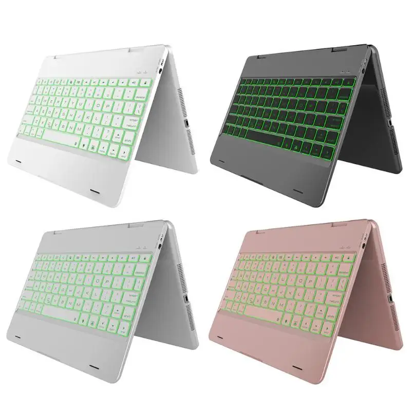 

Wireless Keyboard Dual Rotation Shafts Backlit Bluetooth Keyboard Flip Case Cover Stand for iPad 9.7 2018 2017