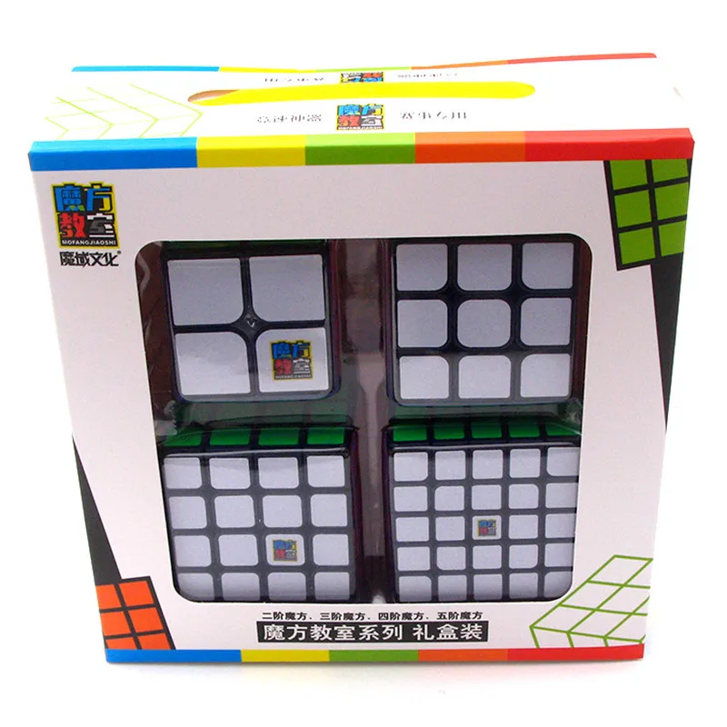 Zhenwei 4in 1 2x2x2 3x3x3 4x4x4 5x5x5 Magic Cube Puzzle игрушки извилистая куб Для детей игрушка в подарок молодежи взрослых инструкция подарочная коробка