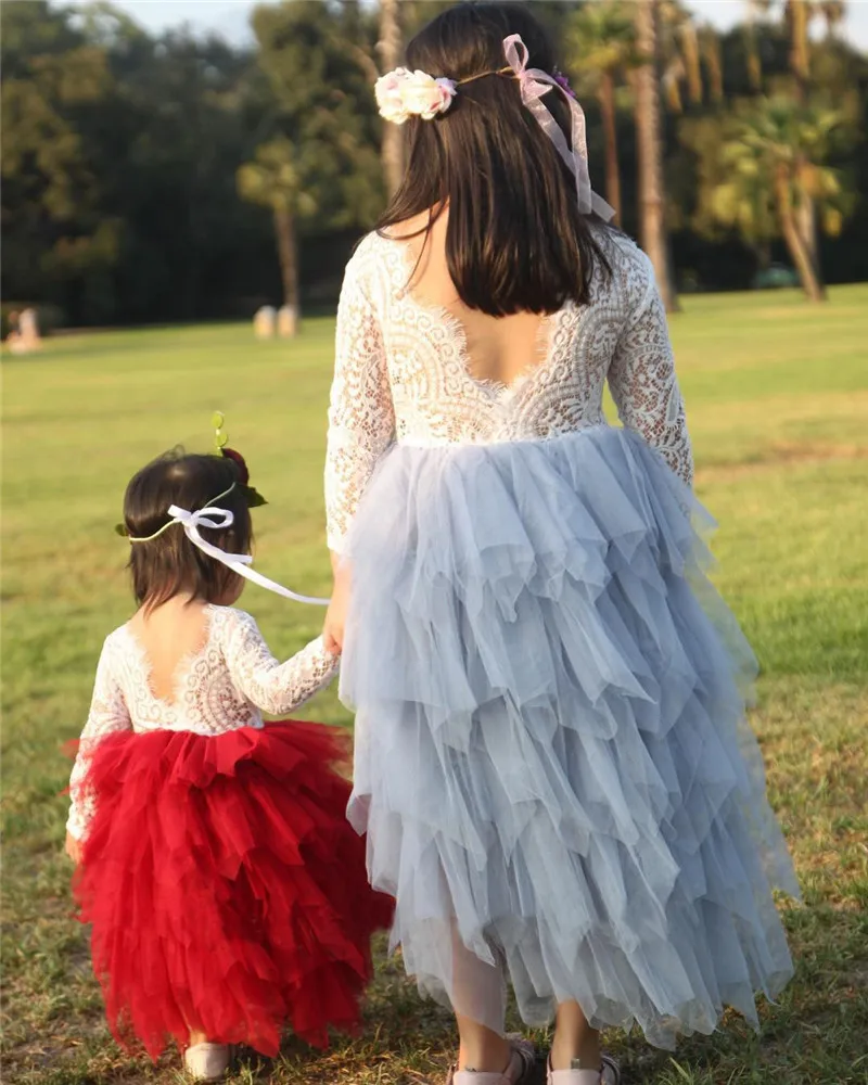 Pudcoco/От 0 до 5 лет кружевное Пышное Платье-пачка для девочек; детское платье с цветочным узором для девочек на свадьбу вечерние платья принцессы для торжеств фатиновое платье с длинными рукавами