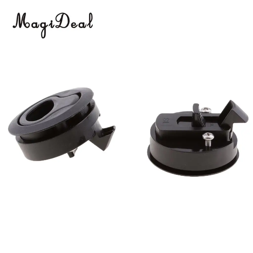 MagiDeal 2pcs White/Black Nylon Marine Locker Hatch Latch Turning Boat Lock Lift Handle for Canoe Dinghy Yacht Rafting Boating