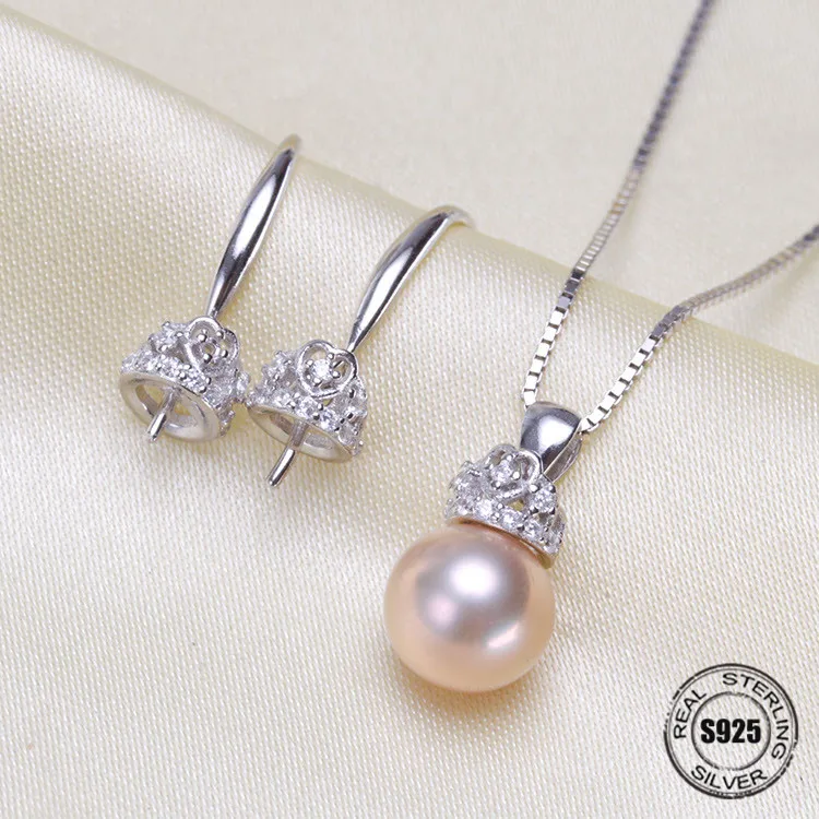 

Fashion New Women Jewelry Set 925 Sterling Silver Crown Pendant Necklace Micro Pave Zircon Earrings Wedding Jewelry Accessories