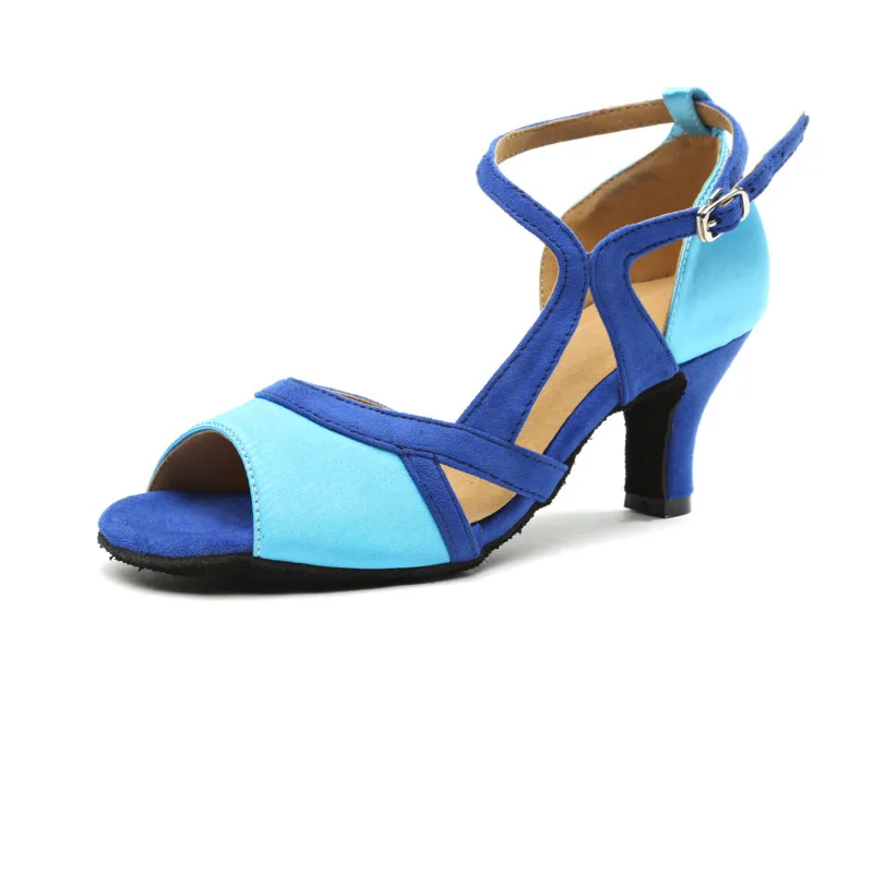 Woman New Ballroom Latin Dance Shoes Blue Salsa Shoes Female Tango